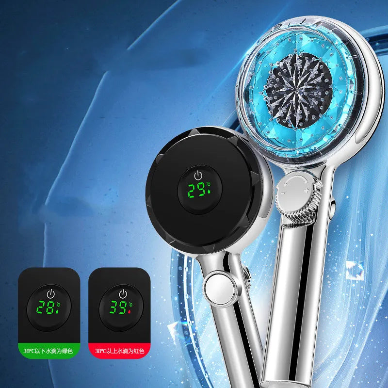 ™ LED Filtered Shower Head with Digital Display - High Pressure Water Saving
