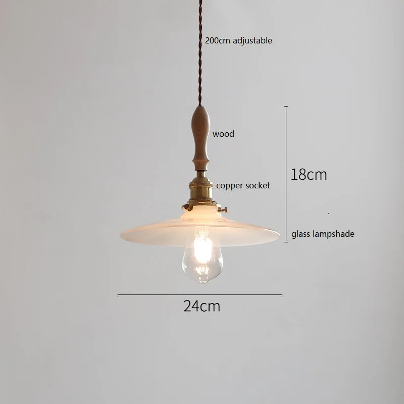 DecorBites™ Copper Ceramic LED Pendant Lamp with Wood Handle for Home Decor