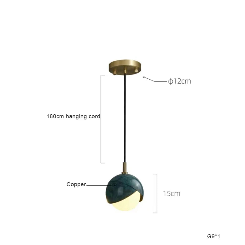 DecorBites™ Blue Copper Chandelier Pendant Light for Kitchen Island & Restaurant