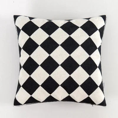 DecorBites™ Black White Embroidered Cushion Cover 45x45cm Sofa Bed Chair Home Decor