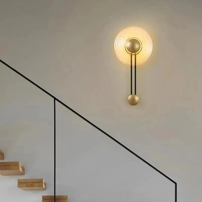 DecorBites™ LED Glass Wall Lamp Stripe Design Round Light Fixture Gold Lumina