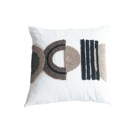 ™ Half-circle Tufted Cotton Canvas Embroidery Throw Pillow Cover - Modern & Stylish