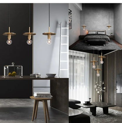 DecorBites™ Gold LED Pendant Light – Luxury Nordic Retro Design