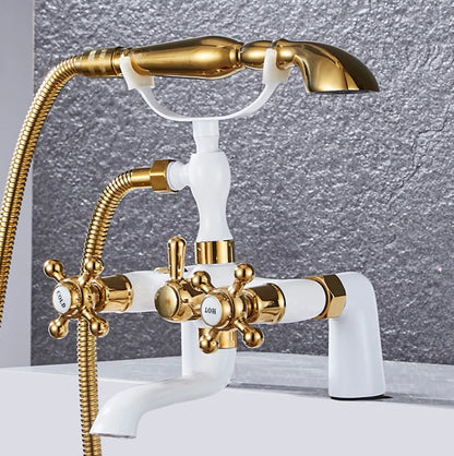 DecorBites™ Antique Chrome Bathtub Shower Mixer Faucet Tap Set for Bathroom