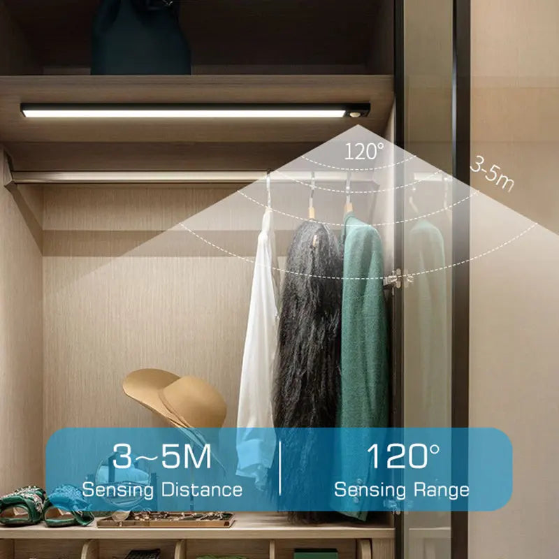 ™ LED Cabinet Light Bar: Motion Sensor, Aluminium, Long Strip, Magnet, Kitchen Closet Wardrobe