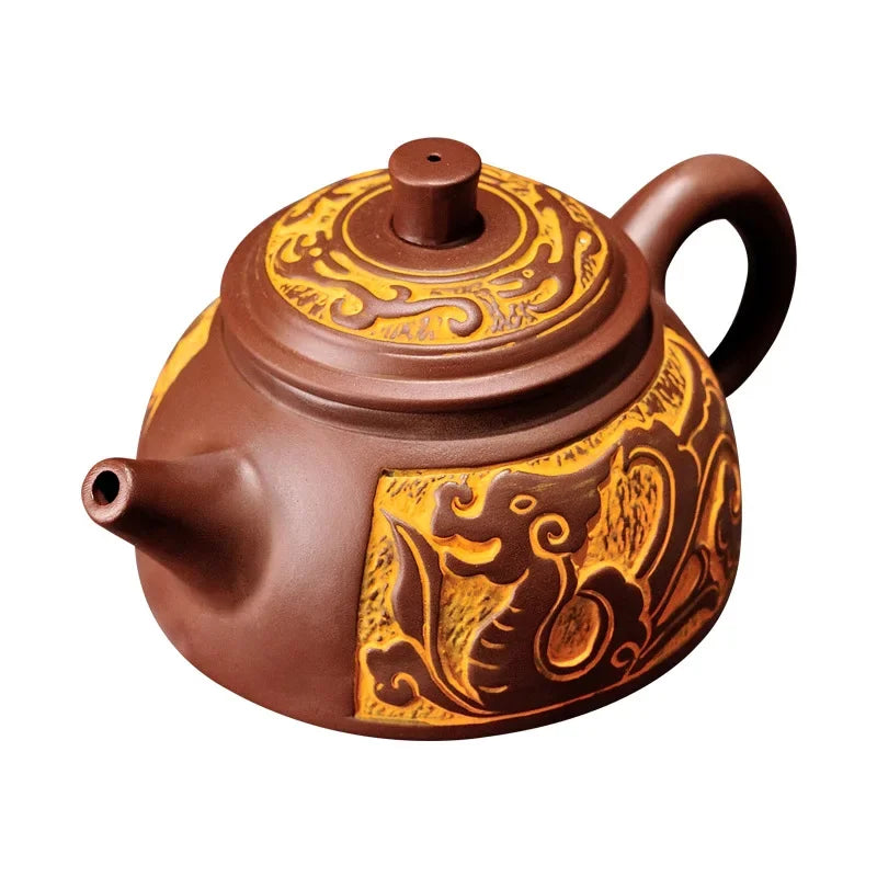 DecorBites™ Antique Bronze Teapot Set Mine Purple Mud Yixing 300ml&550ml Tea Pot