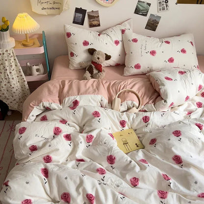 DecorBites™ Cartoon Style Printed Comforter Set 4Pcs Lightweight Duvet Kits Bedding Set