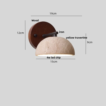 DecorBites™ Iron Yellow Travertine Wall Lights, Pull Chain Switch, LED Sconce for Bedroom, Bathroom.