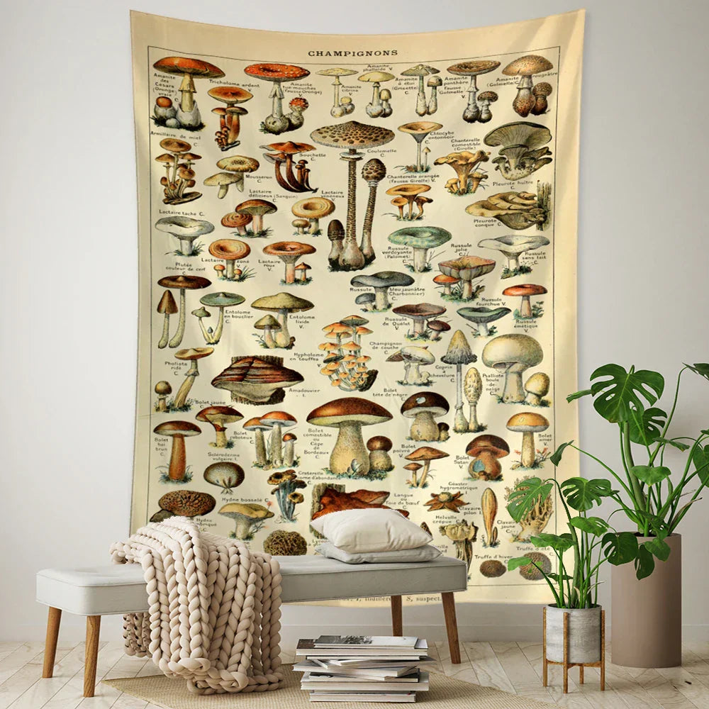 DecorBites™ Cactus & Mushroom Girl Tapestry - Hippie Boho Psychedelic Wall Art Decor