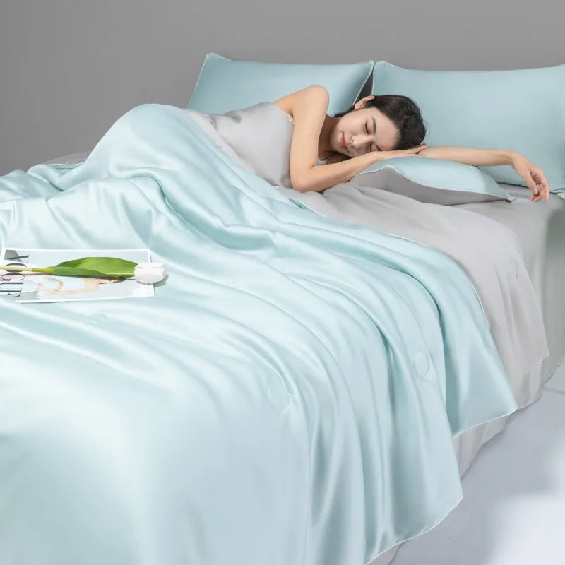 DecorBites™ Cool Ice Silk Summer Quilt Set for Single Double Beds