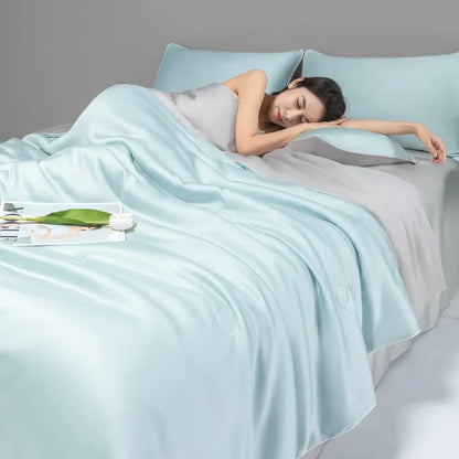 DecorBites™ Cool Ice Silk Summer Quilt Set for Single Double Beds
