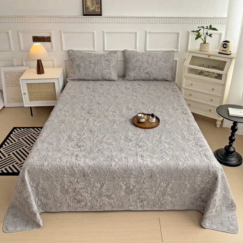 DecorBites™ Cotton Quilted Embroidered Bedspread Set
