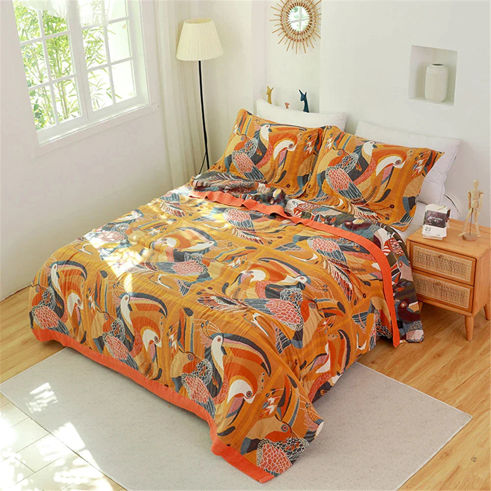DecorBites™ Cotton Gauze Towel Blanket - Double Sided Yarn-Dyed Jacquard for Adult and Children