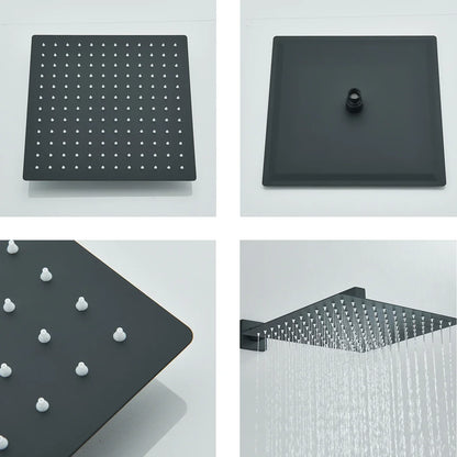 DecorBites™ 12" Matte Black Rainfall Shower Head Set with Shower Arm