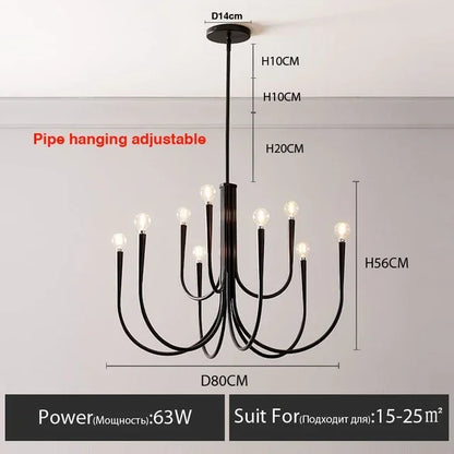 DecorBites™ Gold Metal Chandelier: Modern Nordic LED Lighting for Living Room, Kitchen, Dining Room