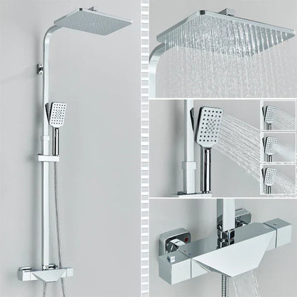DecorBites™ Black Thermostatic Rain Shower Faucet Set for Wall Mounted Bathrooms