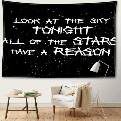 DecorBites™ Black Sky Art Tapestry: Lil Peep Aesthetic Dorm Decor for Mysterious Vibes