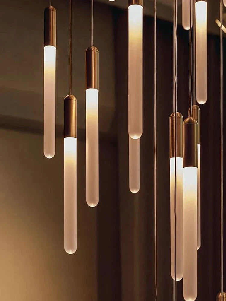 DecorBites™ LED Nordic Cylinder Chandelier: Modern Indoor Lighting for Staircase & Decoration