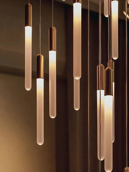 DecorBites™ LED Nordic Cylinder Chandelier: Modern Indoor Lighting for Staircase & Decoration