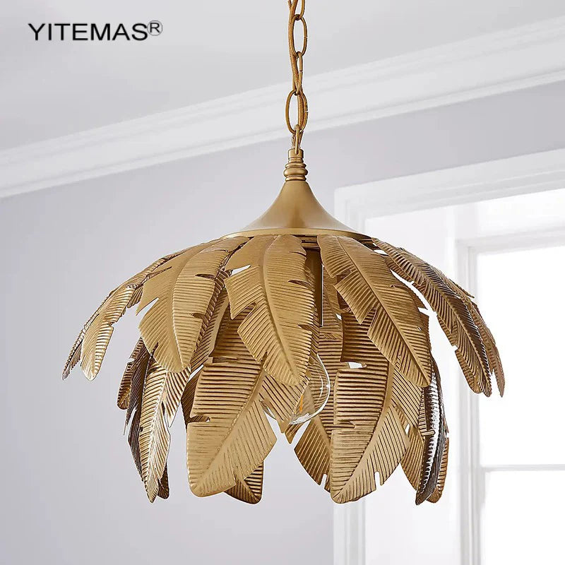 ™ Gold Leaves Chandelier Small Pendant Lighting for Kitchen Island Hallway E27 Socket