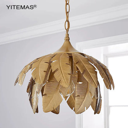 ™ Gold Leaves Chandelier Small Pendant Lighting for Kitchen Island Hallway E27 Socket
