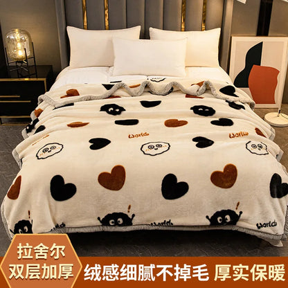 DecorBites™ Winter Raschel Blanket: Double Layered Warm Flannel Bedding Blanket
