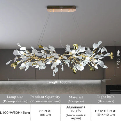 DecorBites™ Ginkgo Leaf Crystal Chandelier for Home Décor