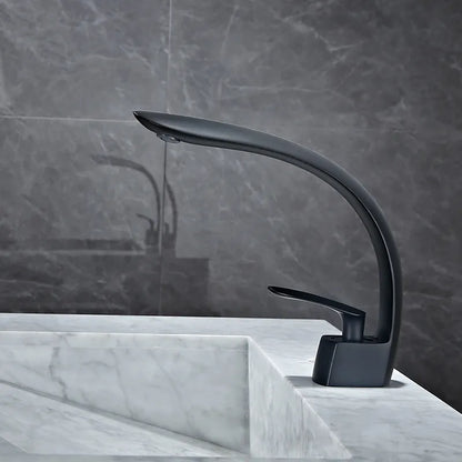 DecorBites™ Brushed Gold Basin Mixer Tap Single Handle Hot Cold Waterfall Faucet