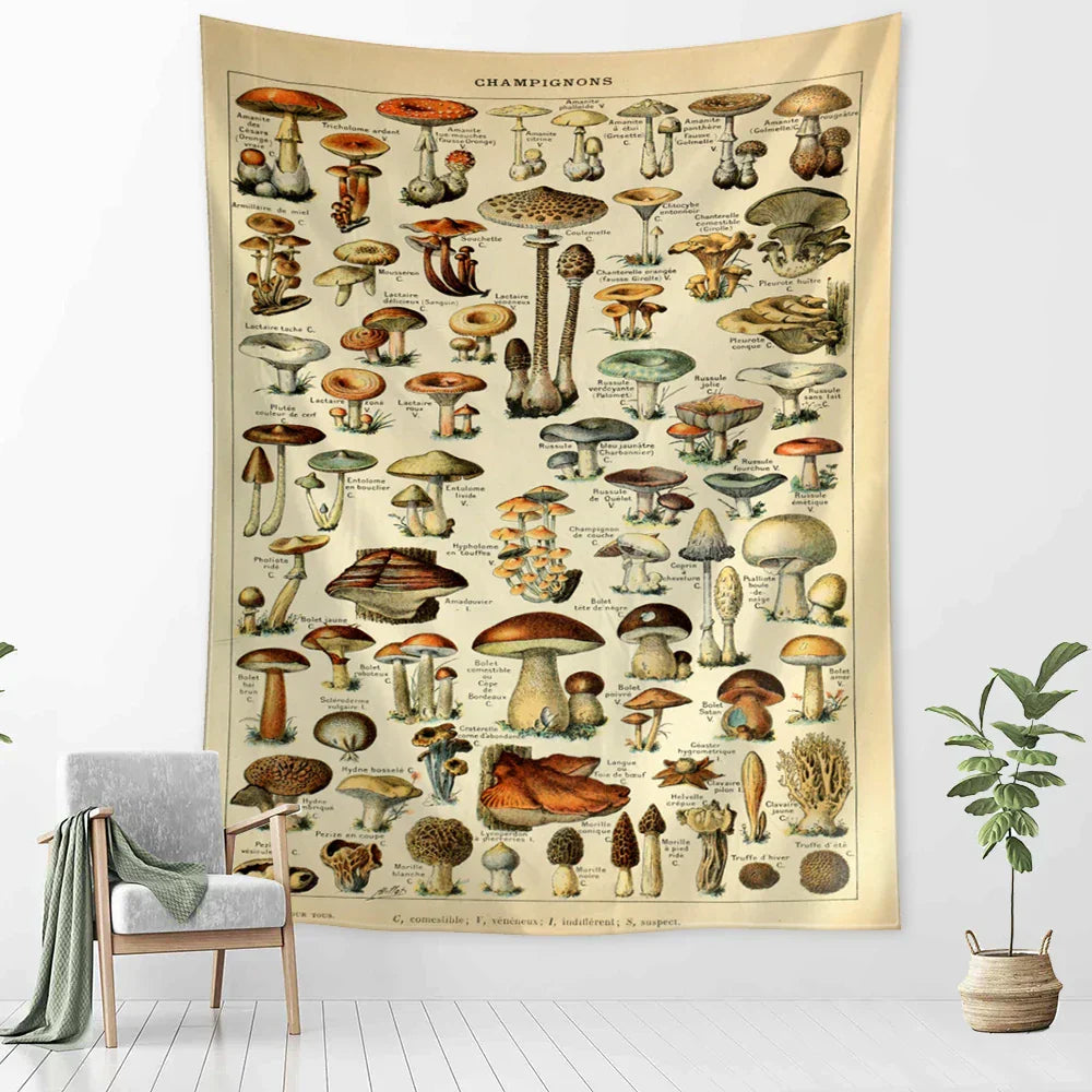 DecorBites™ Cactus & Mushroom Girl Tapestry - Hippie Boho Psychedelic Wall Art Decor
