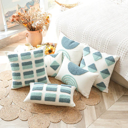 DecorBites™ Geometric Tufted Diamond Pillow Cover 45x45cm/30x50cm Square for Living Room