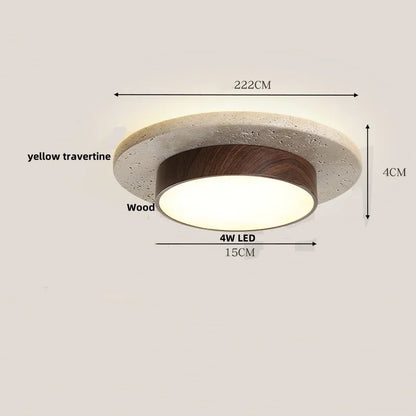 DecorBites™ LED Wood Yellow Travertine Ceiling Light - Modern Style for Home Decor