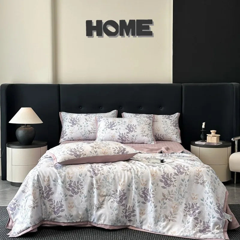 DecorBites™ Cool Silk Summer Quilt Set with Sheets & Pillowcases