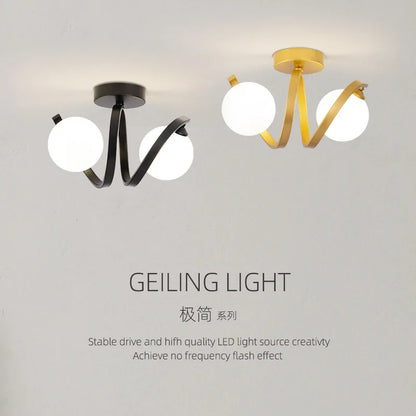 DecorBites™ Black Gold Glass Ceiling Light: Modern Minimalist Indoor Lighting for Entryway Balcony