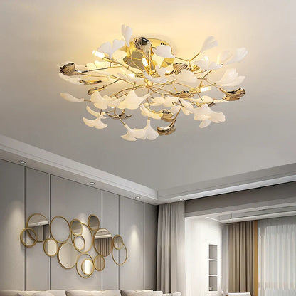 DecorBites™ Ginkgo Leaf Bedroom Lamp: Post-modern Romantic Art Ceiling Light for Master Bedroom