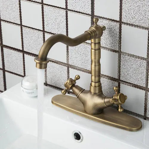 DecorBites™ Antique Brass Kitchen Tap Mixer Faucet Double Handles Sink Torneiras Cozinha