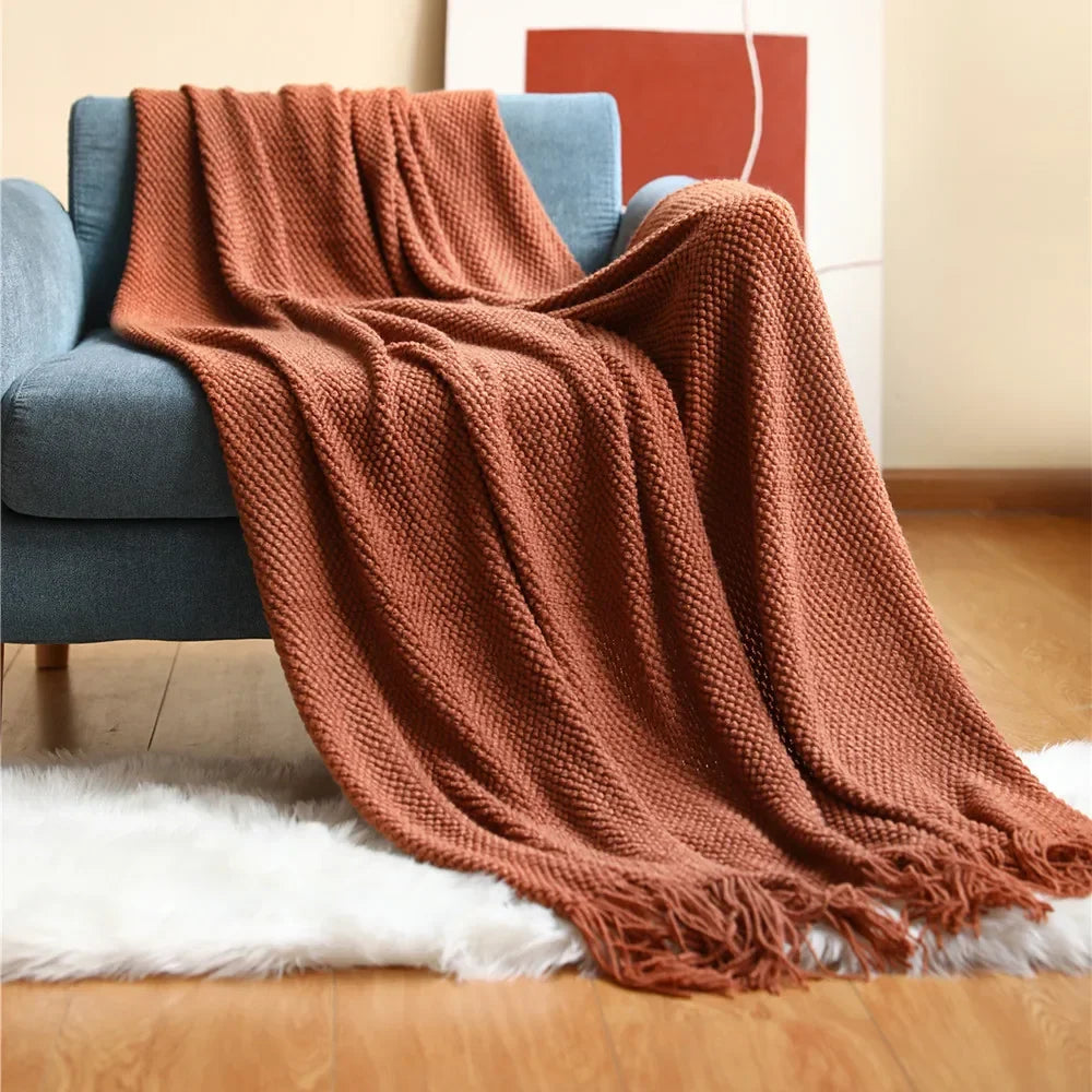 ™ Knitted Pineapple Grid Throw Blanket - Nordic Sofa Blanket for Home Decor