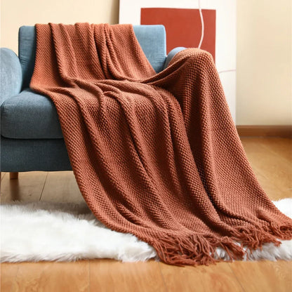 ™ Knitted Pineapple Grid Throw Blanket - Nordic Sofa Blanket for Home Decor