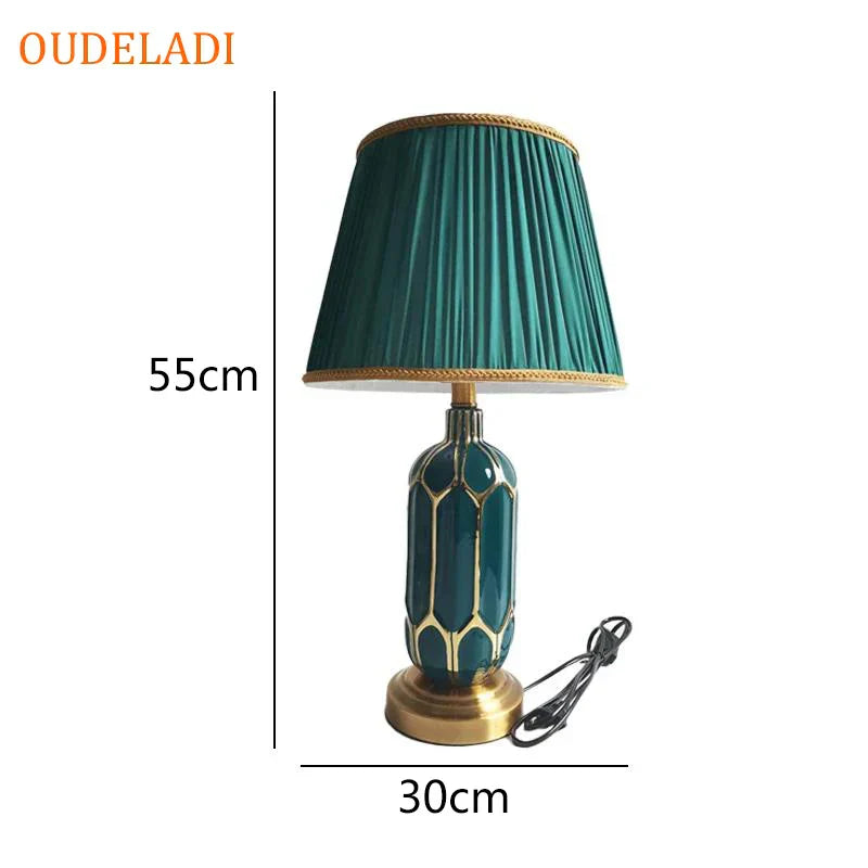 DecorBites™ Blue Ceramic Table Lamp | Post Modern American Style | Bedroom Living Room Lighting