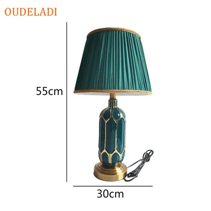DecorBites™ Blue Ceramic Table Lamp | Post Modern American Style | Bedroom Living Room Lighting