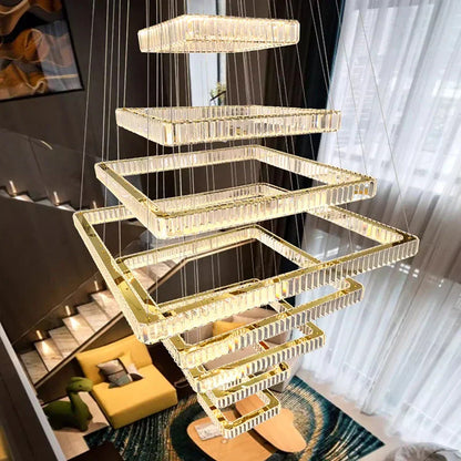 DecorBites™ Crystal Chandelier Stair Pendant Lamp Living Room Pendant Lights Interior Lighting