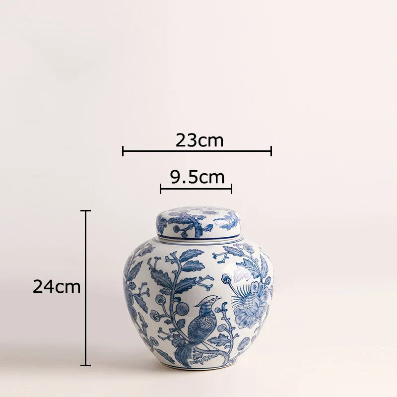 DecorBites™ Blue White Porcelain Vase Plant Pots Room Decor Flowers Arrangement