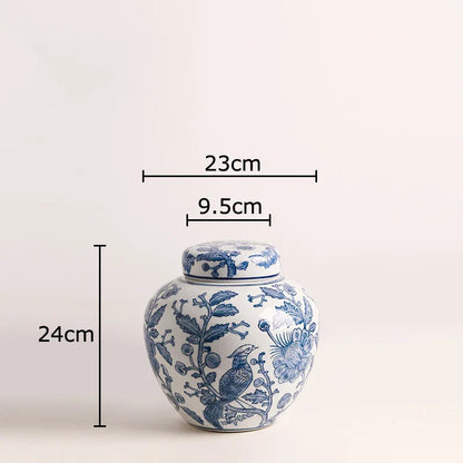 DecorBites™ Blue White Porcelain Vase Plant Pots Room Decor Flowers Arrangement