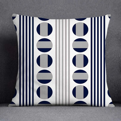 DecorBites™ Blue Geometric Floral Design Pillowcase - Modern Home Decor Cushion Cover