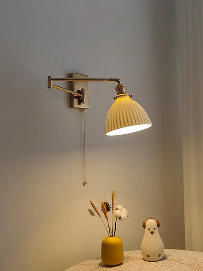 DecorBites™ Brass Swing Arm Wall Sconce Creamic Wall Lights