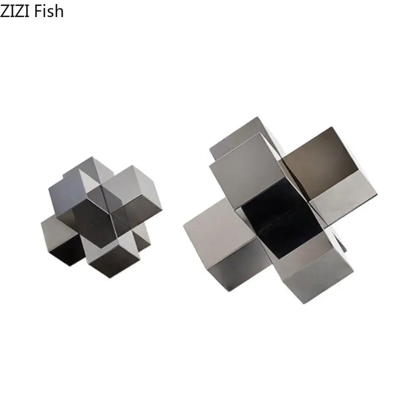 DecorBites™ Cross Crystal Geometric Glass Sculpture Desk Decoration Frosted Square Statue