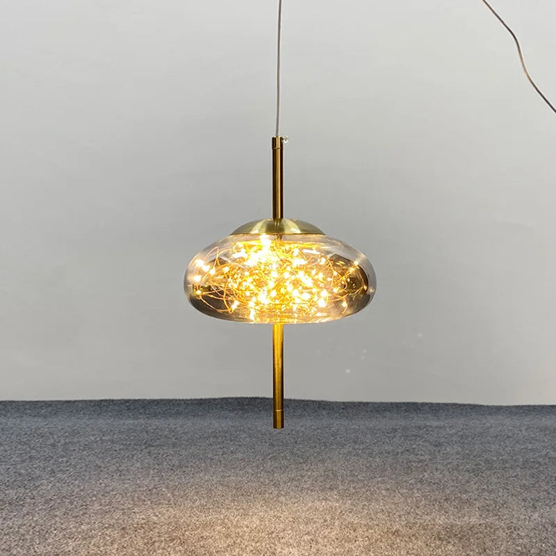 DecorBites™ Amber Glass Chandelier: Luxury Pendant Lighting for Bedroom, Dining Room, Kitchen, Restaurant
