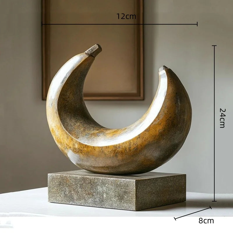™ Golden Ring Abstract Resin Figurines, Home Decor, Geometric Design