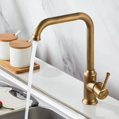 DecorBites™ Antique Brass Basin Faucet Hot Cold Single Lever Bathroom Sink Tap
