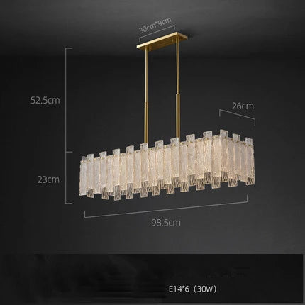 DecorBites™ Art Deco Golden Copper Glass Chandelier LED Lighting Fixture