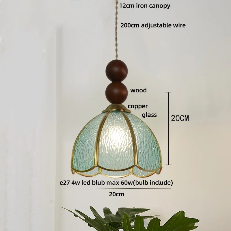 DecorBites™ Blue Glass LED Pendant Light: Modern Nordic Tiffany Hanging Lamp for Bedroom & Dining Room